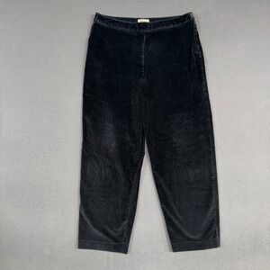 Talbots Pants Womens 16P Black Straight Stretch Corduroy Side Zip Cotton Trouser
